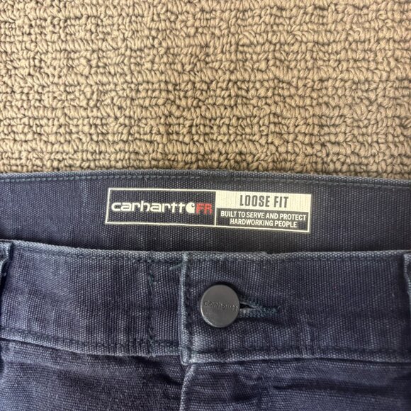 Carhartt FR Jeasn Pants 34X29  Loose Fit Mid Rise Faded Blue Trashed Distressed - Picture 3 of 9